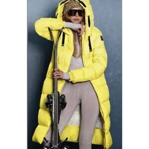 Parajumpers Panda Charlock Yellow Extra Long Down Jacket Puffer Coat Small NWT